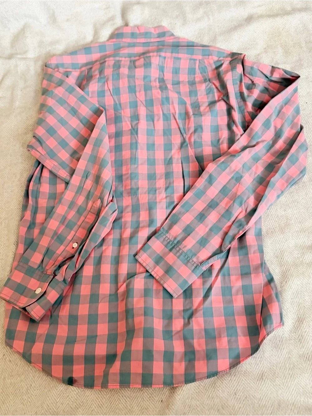 J.Crew Men’s Pink & Gray Gingham Button Down Shirt Long Sleeve Size Small Slim
